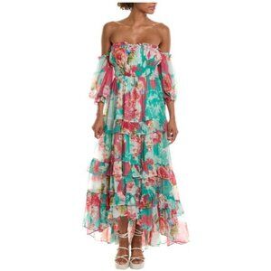 Rococo Sand $565 Floral Off-Shoulder Maxi Dress Medium NWT